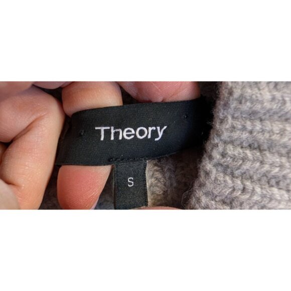 Theory Gray Wool Cashmere Blend Chunky Ribbed Sleeveless Mock Neck Sweater SML - Picture 4 of 5